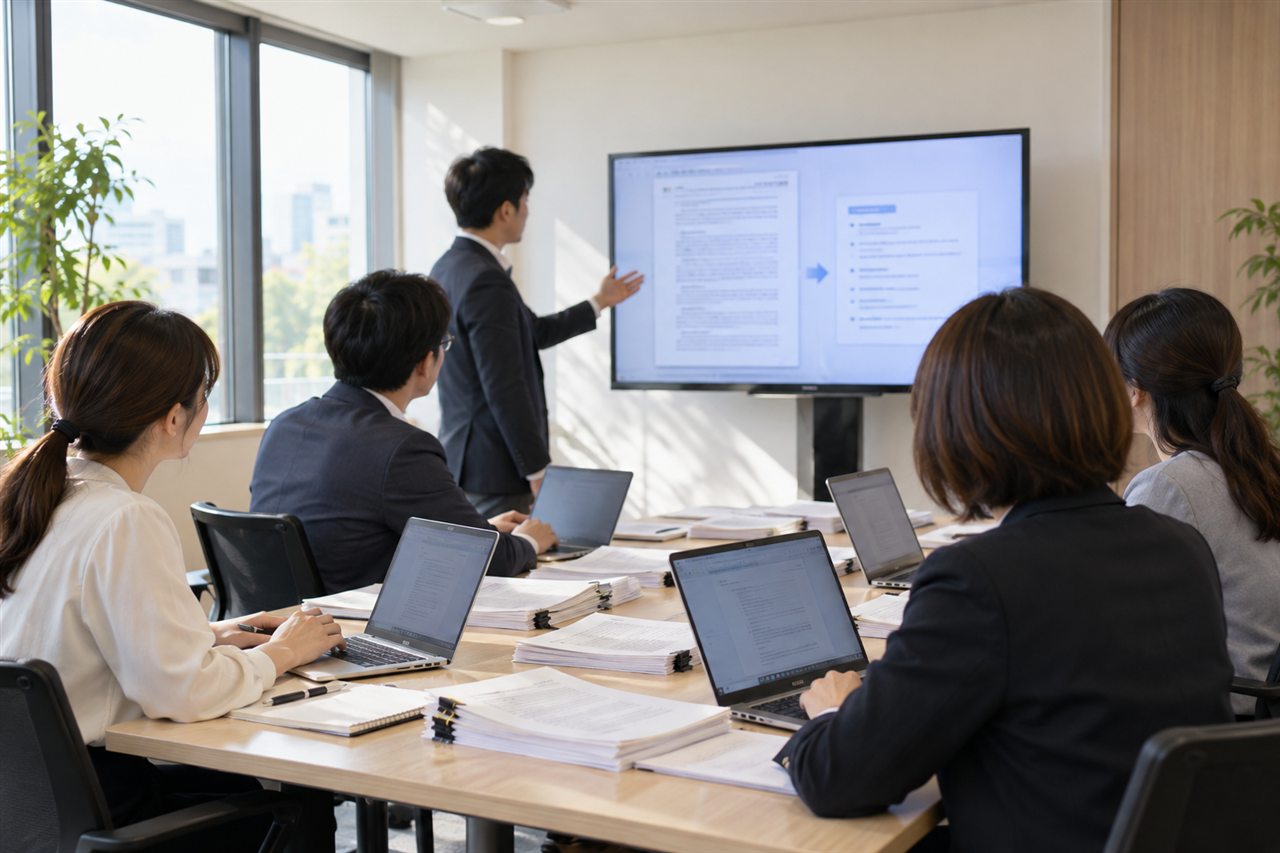 資料の要約・文書作成を題材にした研修